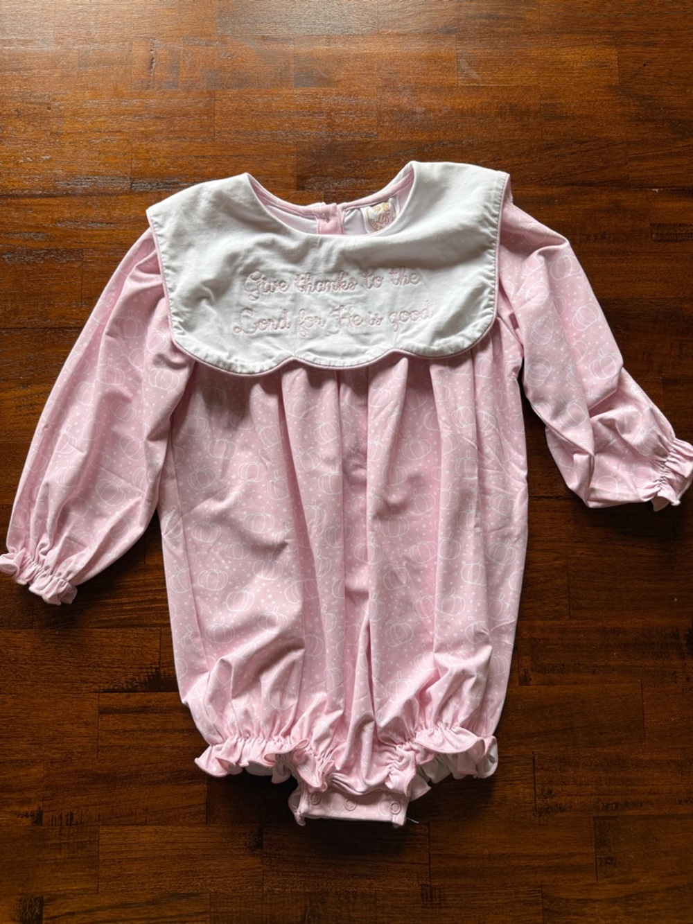 Pink Long-Sleeve Bubble with White Bib Collar